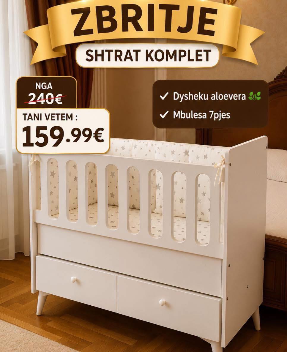 Shtrat komplet për bebe i bardhë me yje – happybabyshoop