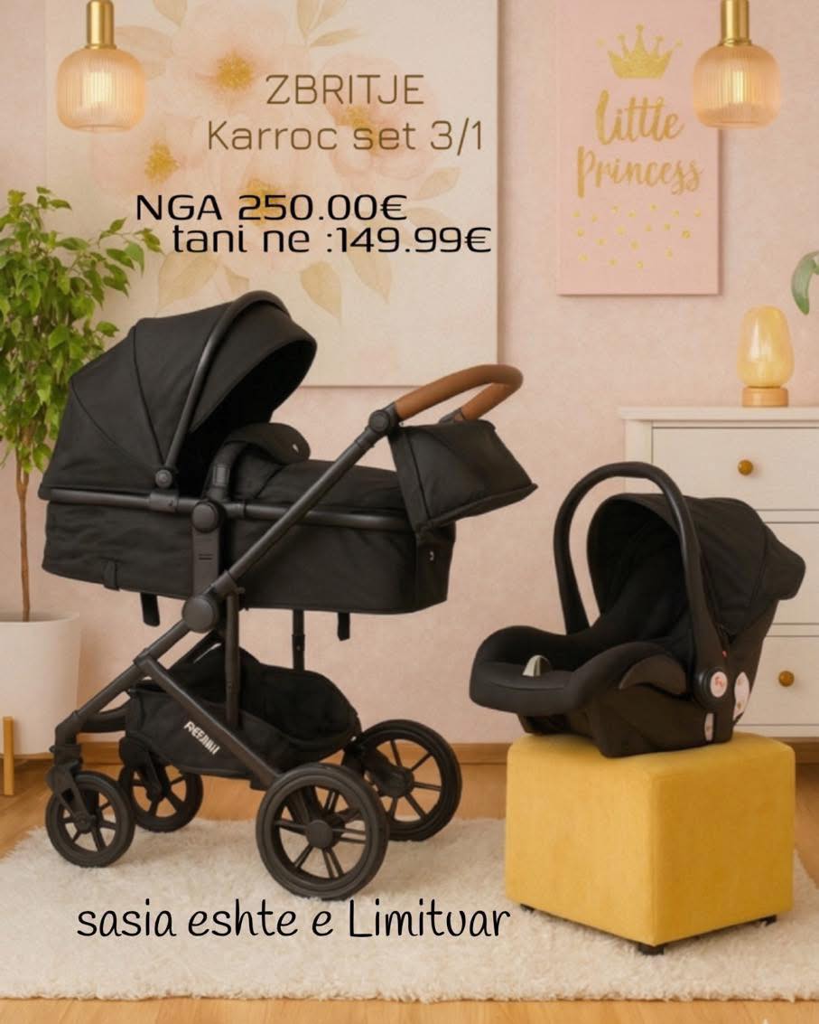 Set karroce 3 në 1 e zezë – happybabyshoop