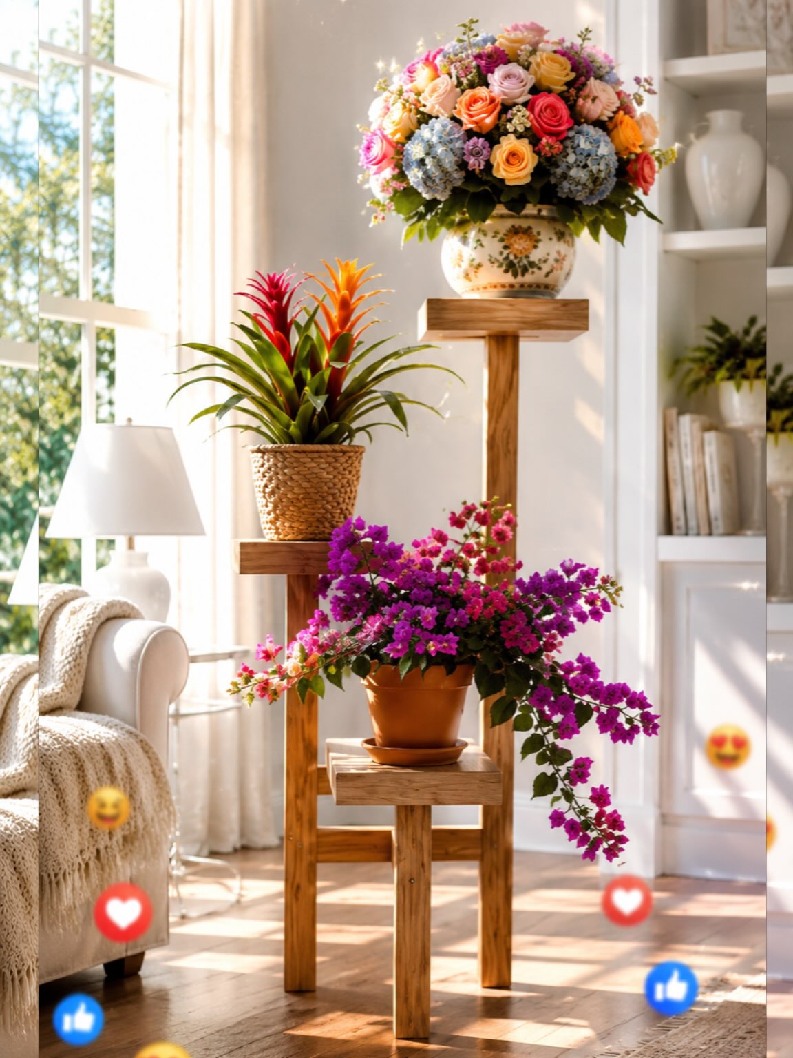 Mbajtëse druri për lule me disa nivele – Home Decor