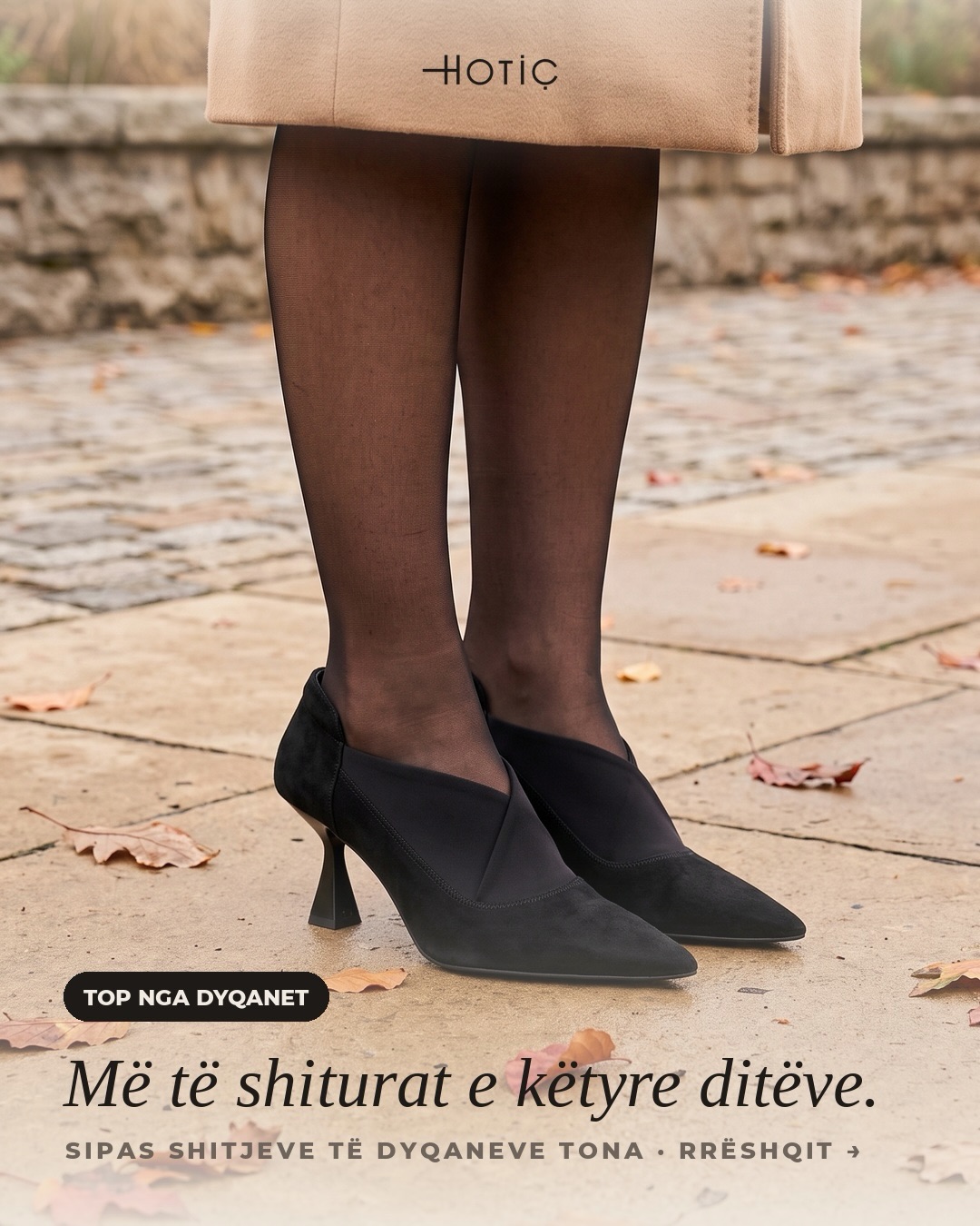 Këpucë të zeza lëkure me takë – HOTIÇ Shoes