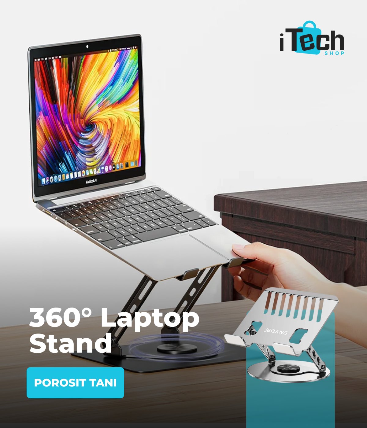 Mbajtëse alumini për laptop me rrotullim 360° – iTech Accessories