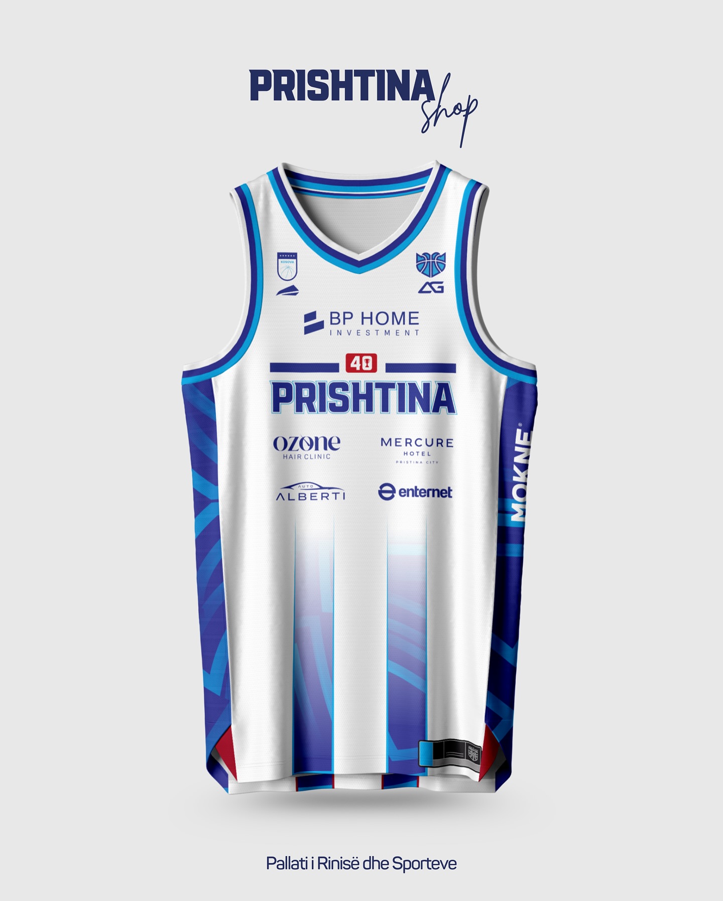 Fanellë basketbolli KB Prishtina e bardhë dhe blu – Prishtina Shop