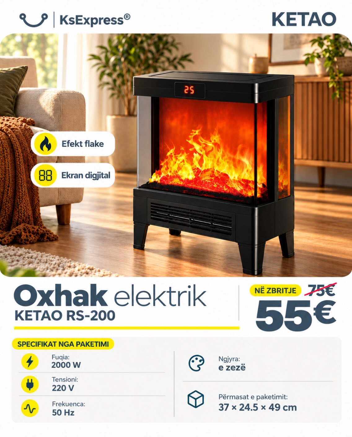 Oxhak elektrik Ketao RS-200 2000W – Kosova Mall