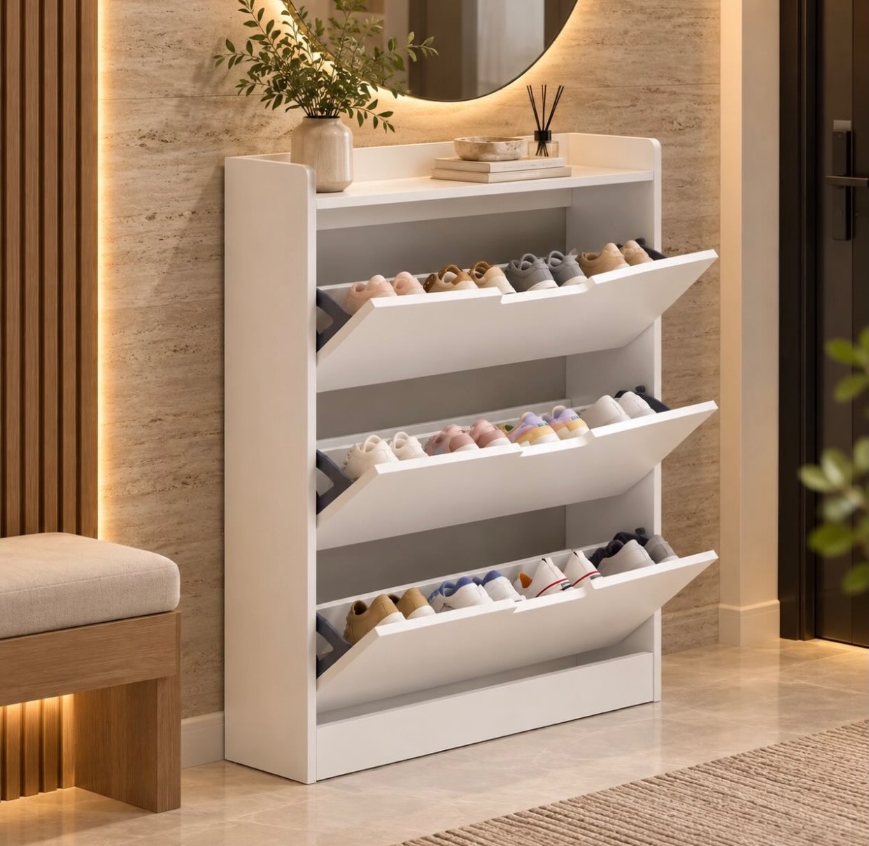 Raft organizues këpucësh i zi me tre sirtarë – Kosova Online Shopping (2)