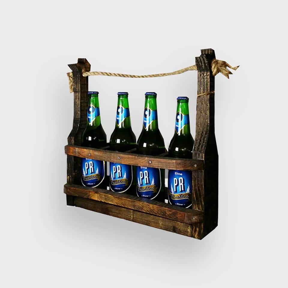 Mbajtëse druri për 4 shishe birre – Kosovashop