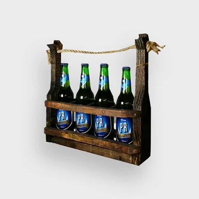Mbajtëse druri për 4 shishe birre