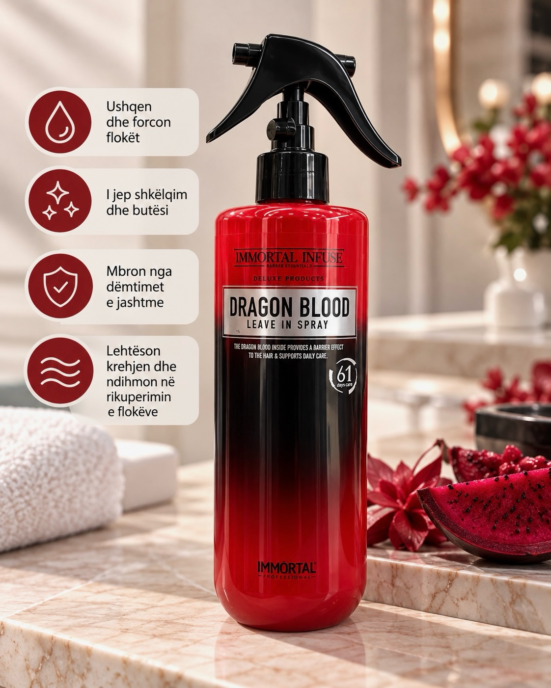 Sprej flokësh Dragon Blood dhe Milk Bomb – kozmetikaaxe2