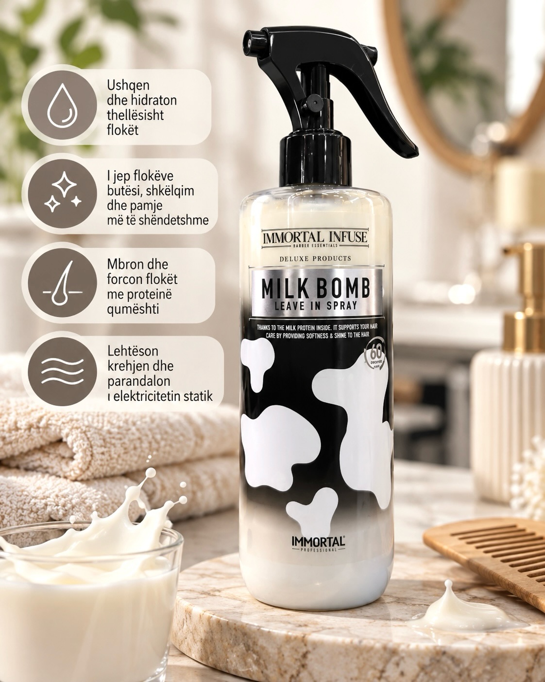 Sprej flokësh Dragon Blood dhe Milk Bomb – kozmetikaaxe2 (2)