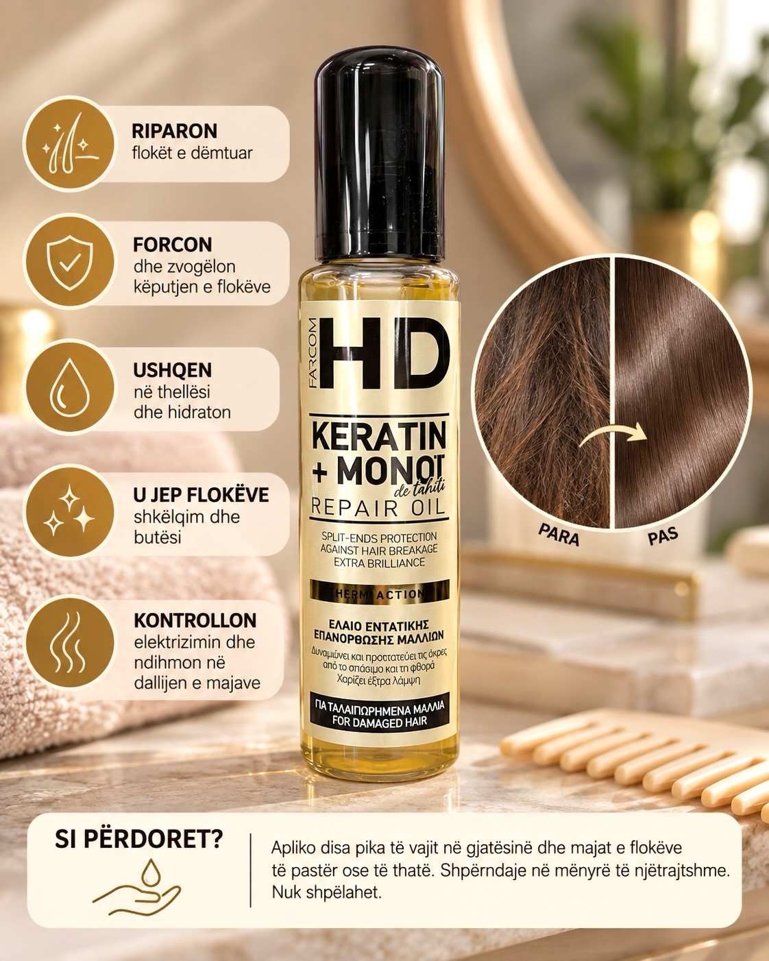 Vaj flokësh Farcom HD me keratinë – kozmetikaaxe2
