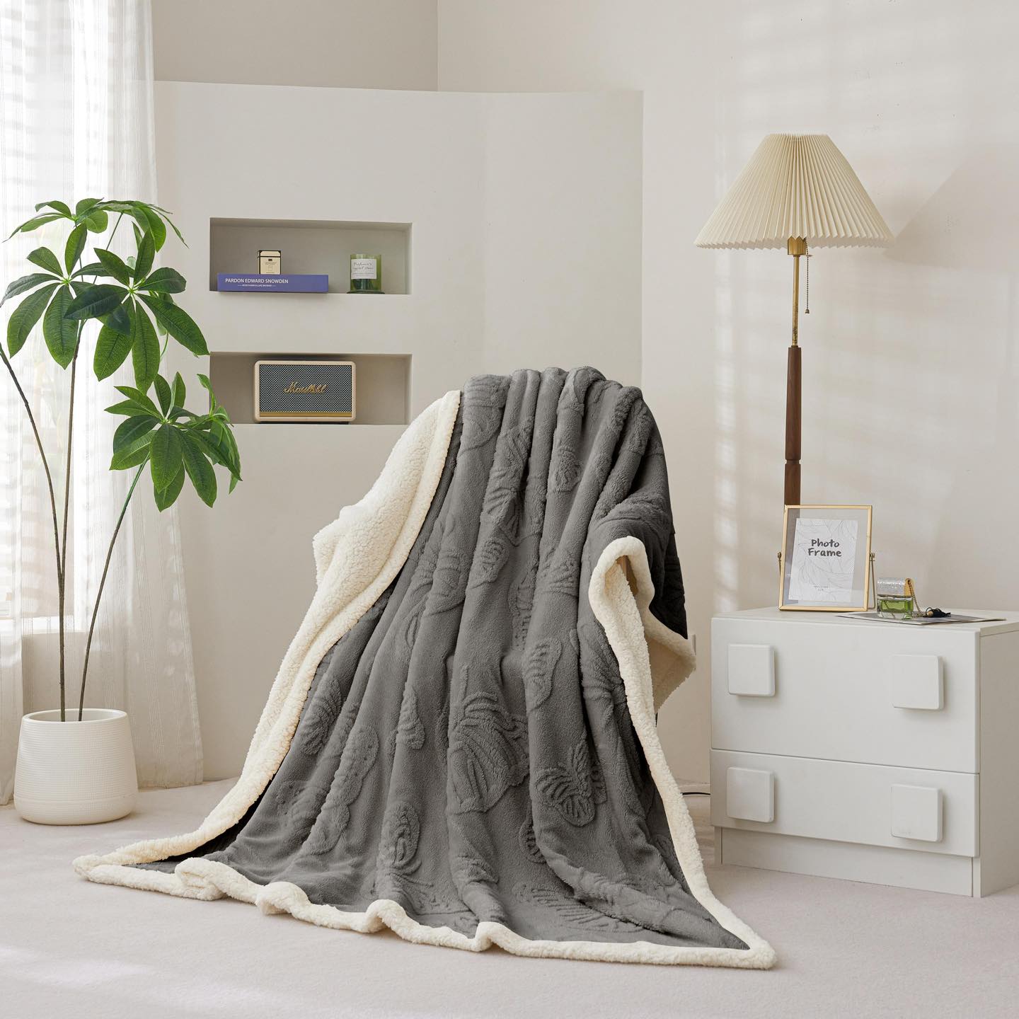 Batanije sherpa e butë për shtrat – Ks Online Shop (2)