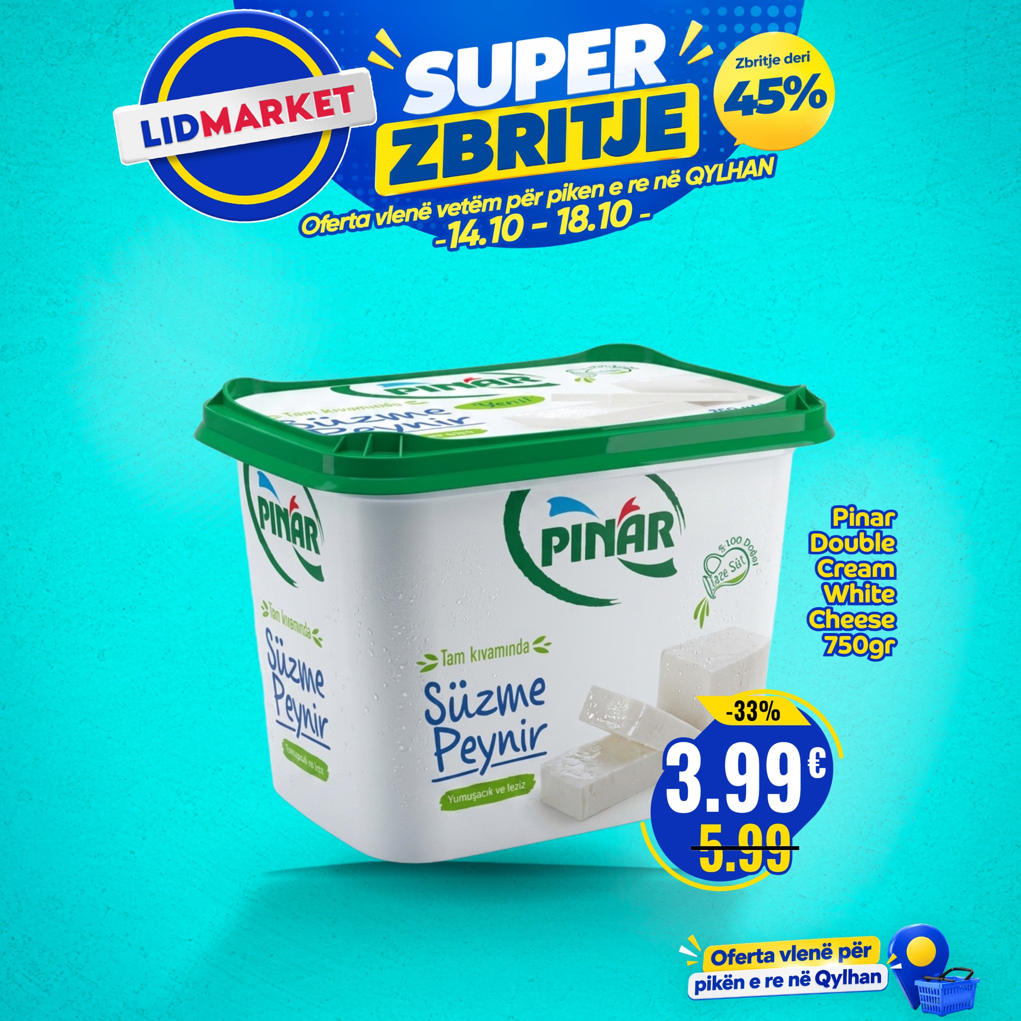 Djathë krem Pinar Süzme Peynir 750 g – LID Market