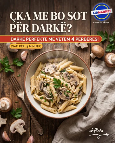 Recetë pastash me kërpudha me 4 përbërës