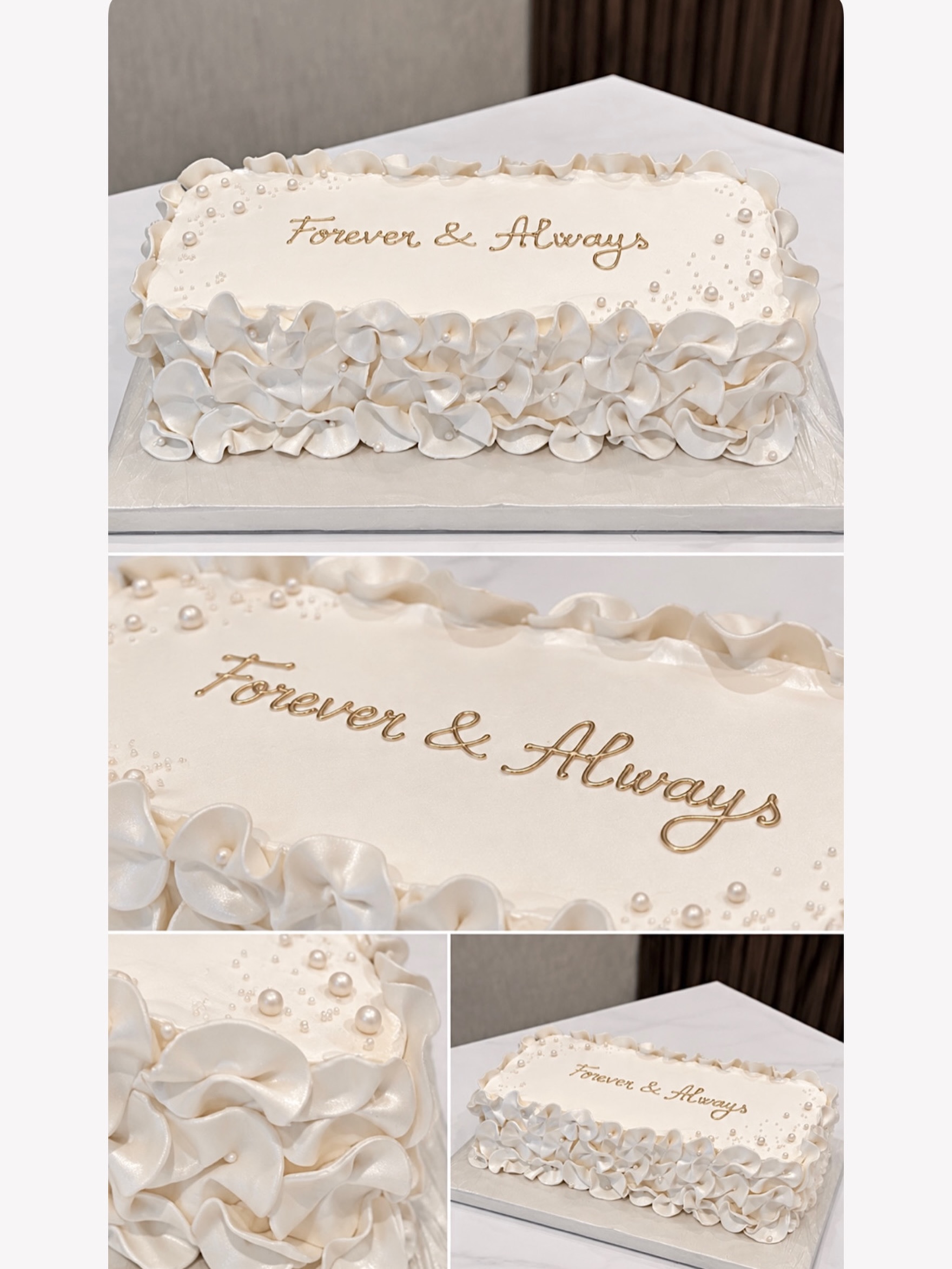 Tortë e bardhë drejtkëndëshe Forever & Always – Lina’s Cake World