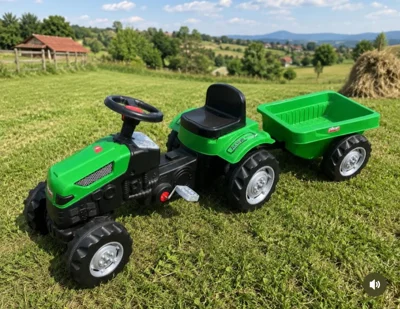 Traktor me pedale me rimorkio për fëmijë