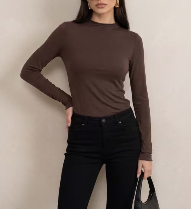 Bluzë femrash kafe me mëngë të gjata – Luma Fashion