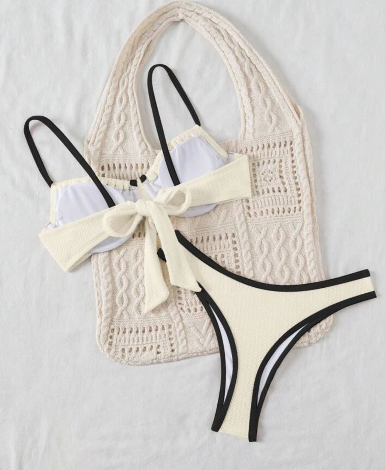 Bikini krem me buzë të zeza – M’store -online (2)