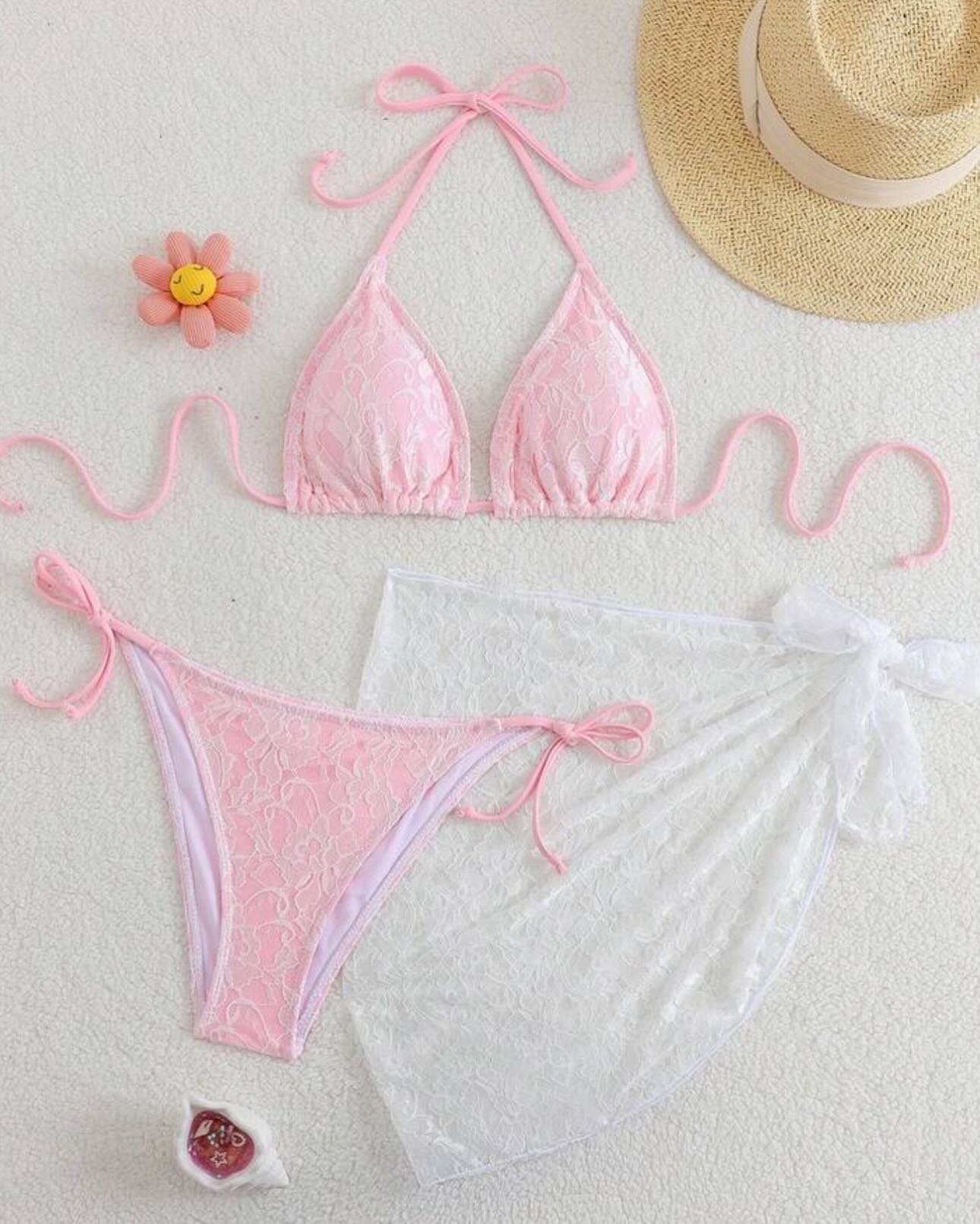 Bikini e zezë me dantellë dhe pareo – M’store -online (2)