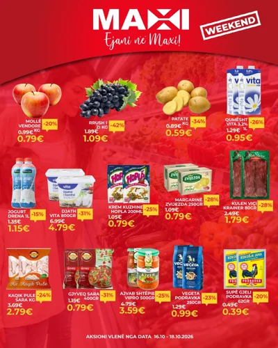 Oferta vikendi për fruta, perime dhe bulmet