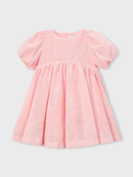 Fustan rozë me mëngë fryrë për vajza 2-10 vjeç – Mayoral Kids Fashion