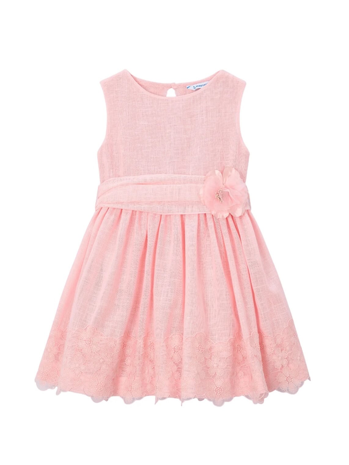 Fustan rozë me lule në bel 2-10 vjeç – Mayoral Kids Fashion