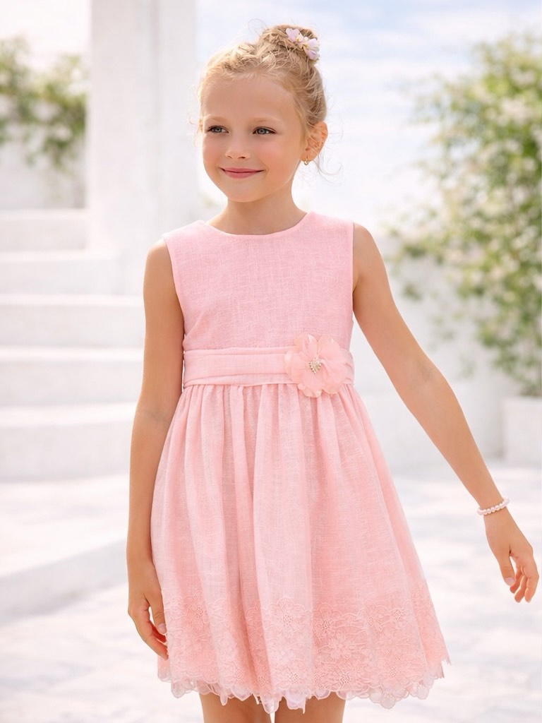 Fustan rozë me lule për vajza 2-10 vjeç – Mayoral Kids Fashion