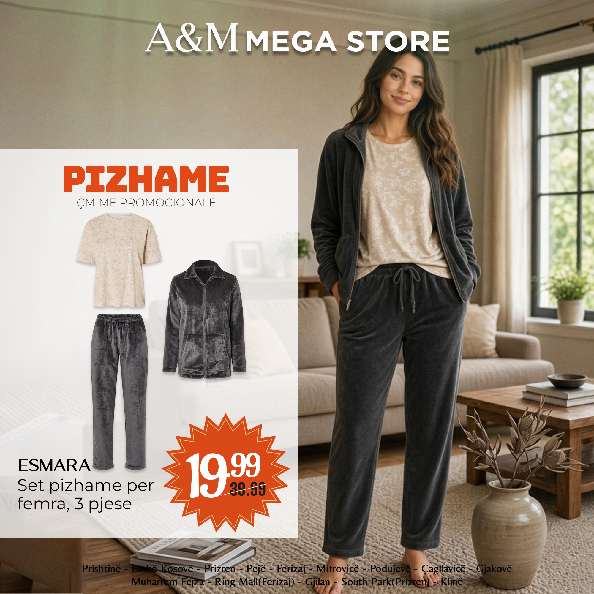 Set pizhame femrash Esmara me 3 pjesë – A&M MEGA STORE
