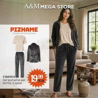 Set pizhame femrash Esmara me 3 pjesë