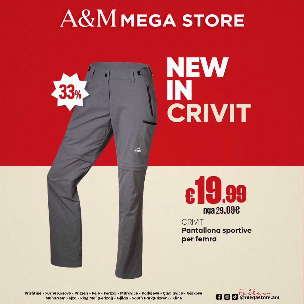 Pantallona sportive për femra Crivit gri – A&M MEGA STORE
