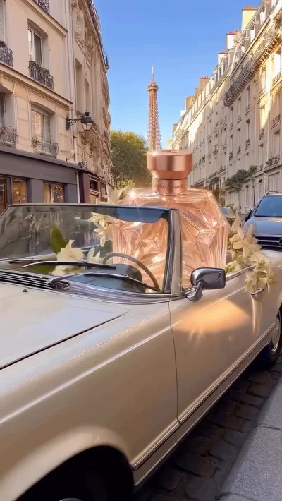 Parfum I Am Mercedes në makinë kabriolet
