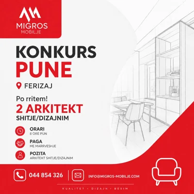 Konkurs pune për arkitekt shitjeje dhe dizajni