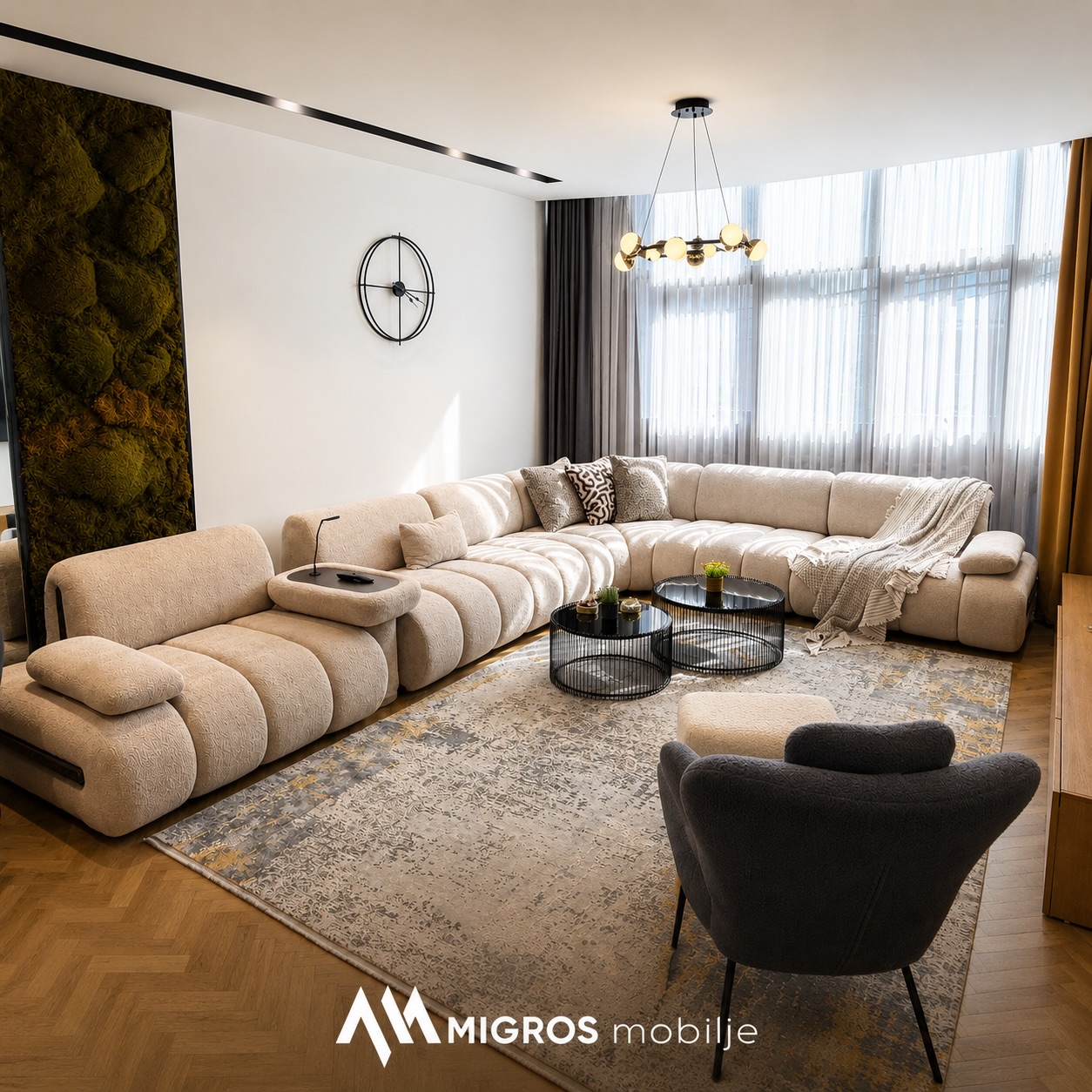 Divan këndor modular bezhë për sallon – MIGROSmobilje (2)