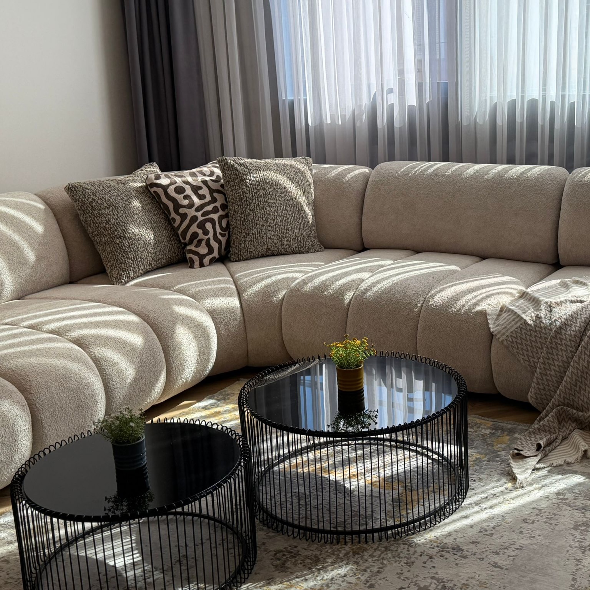 Divan këndor modular bezhë për sallon – MIGROSmobilje (4)