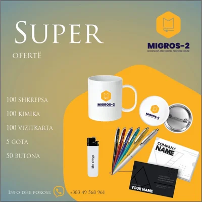 Set promocional me kimika, shkrepëse dhe gota