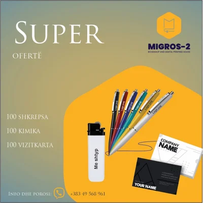 Set promocional me shkrepëse, kimika dhe kartvizita