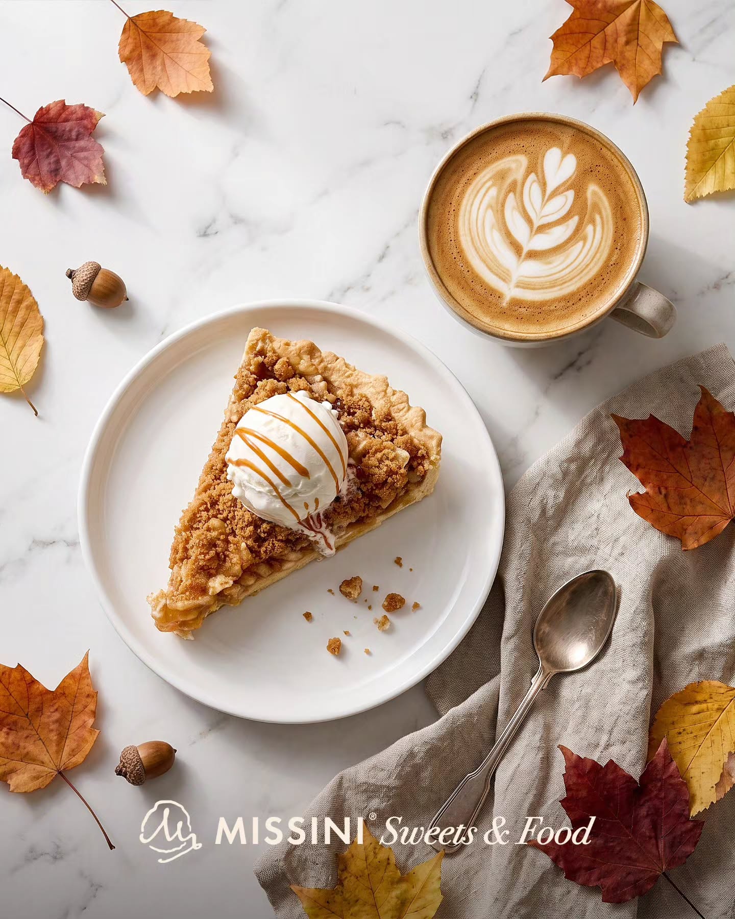 Tortë me mollë dhe akullore me kafe – Missini Sweets