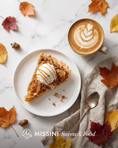 Tortë me mollë dhe akullore me kafe