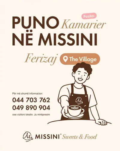 Konkurs pune për kamarier në Ferizaj