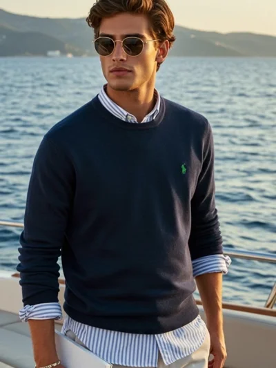 Pulovër Polo Ralph Lauren blu i errët