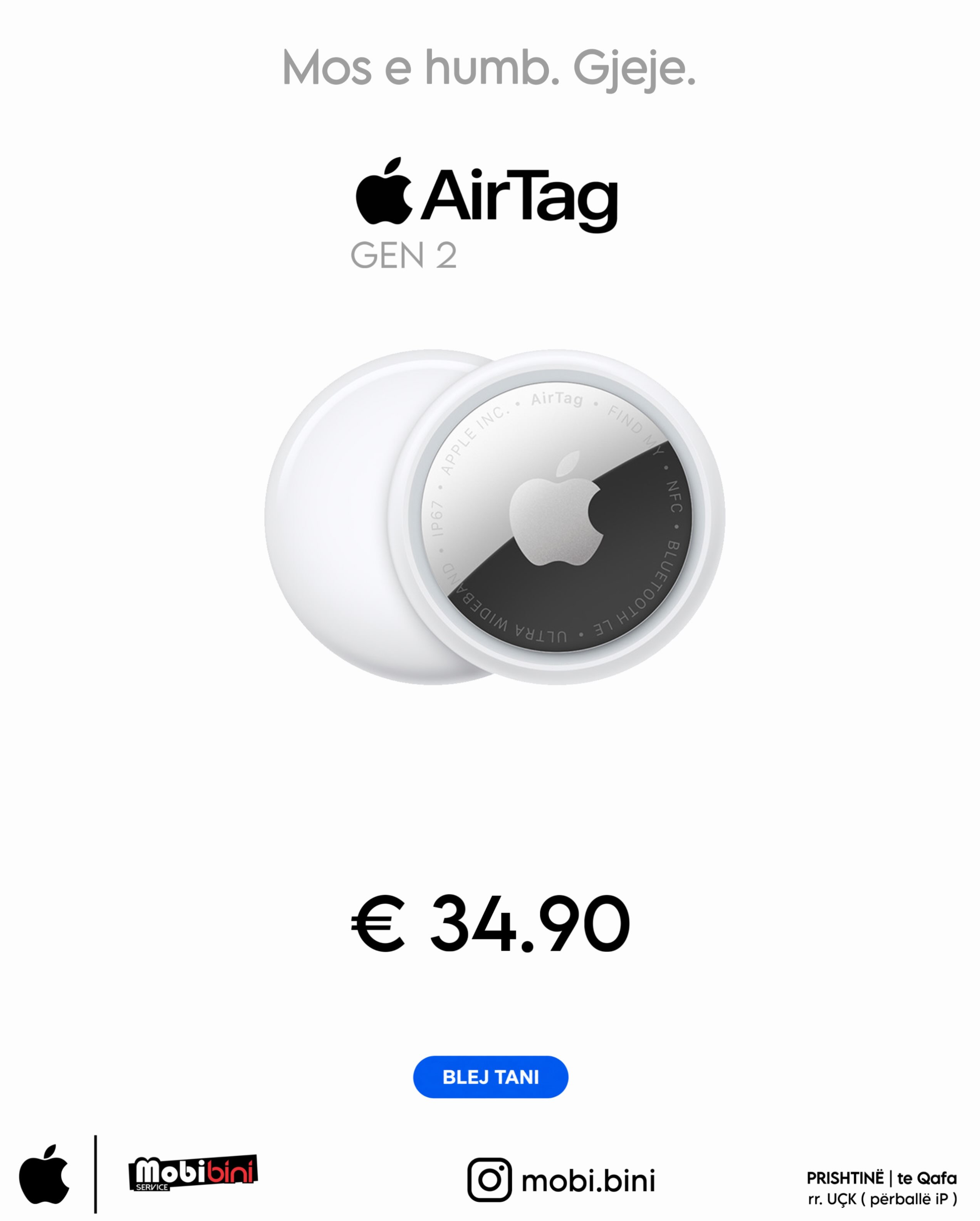 Gjurmues Apple AirTag gjenerata 2 – Mobi Shop BINI⌚️🎧💻📲