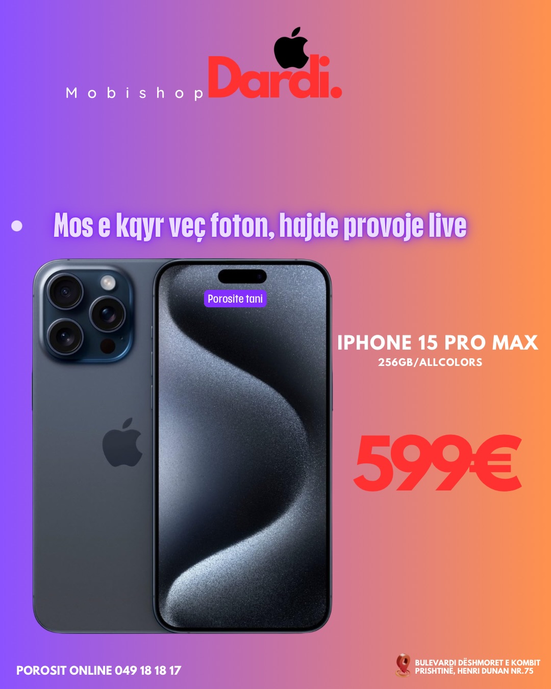 Iphone 15 Pro Max 256GB mobidardi – MOBISHOP  DARDI  Prishtinë🥇 (2)