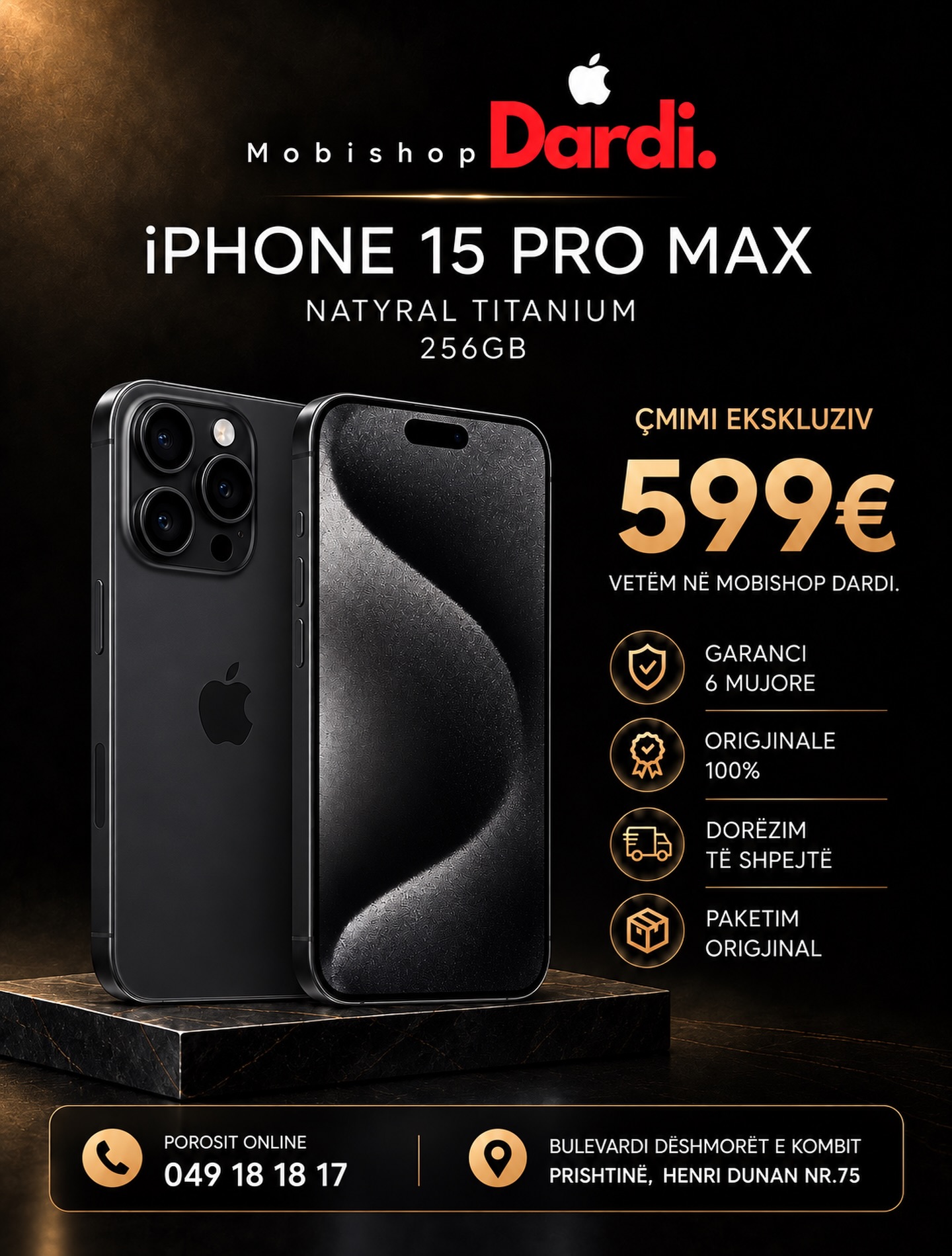 Iphone 15 Pro Max 256GB mobidardi – MOBISHOP  DARDI  Prishtinë🥇