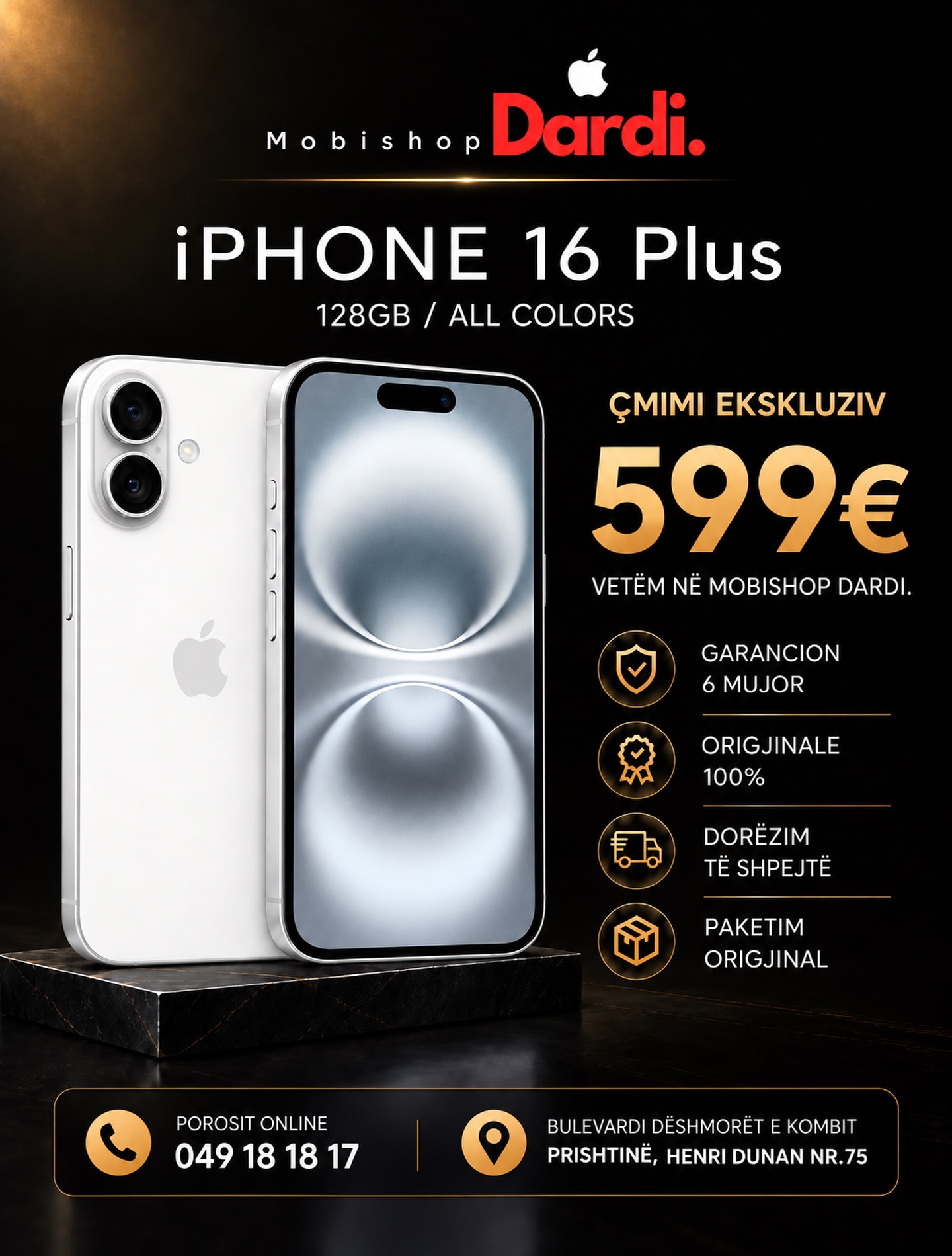 Iphone 16 Plus Ofertë mobidardi – MOBISHOP  DARDI  Prishtinë🥇