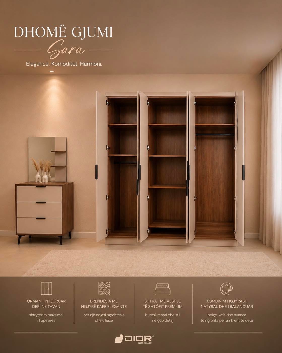 Dhomë gjumi Sara me dollap dhe komodinë – MobileDIOR (2)