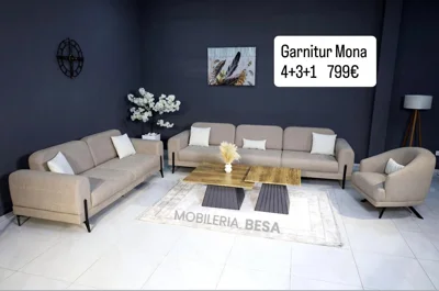 Garniturë Mona 4+3+1 bezhë