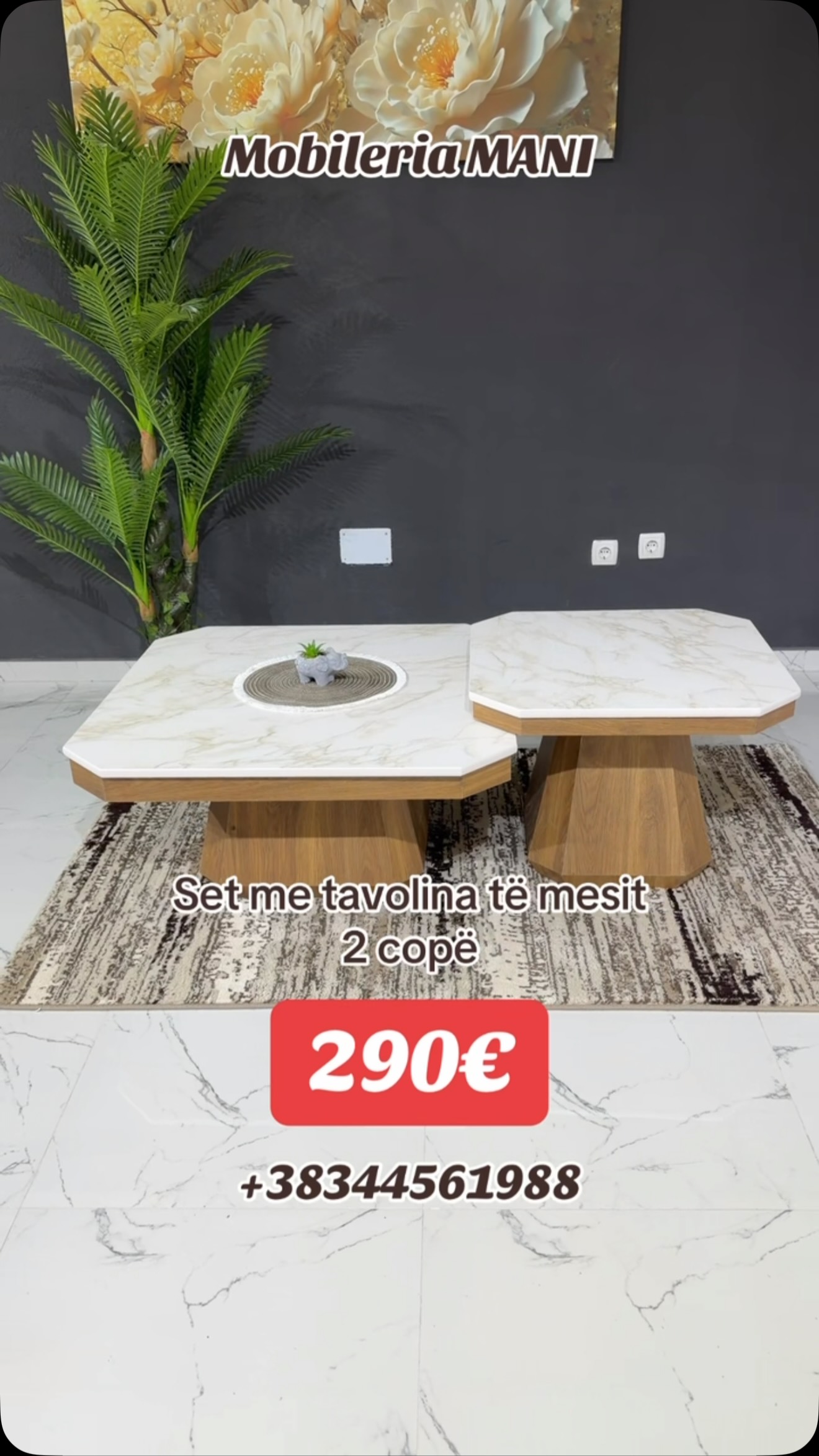 Set me 2 tavolina mesi me efekt mermeri – Fabrika_Mobileve_Mani
