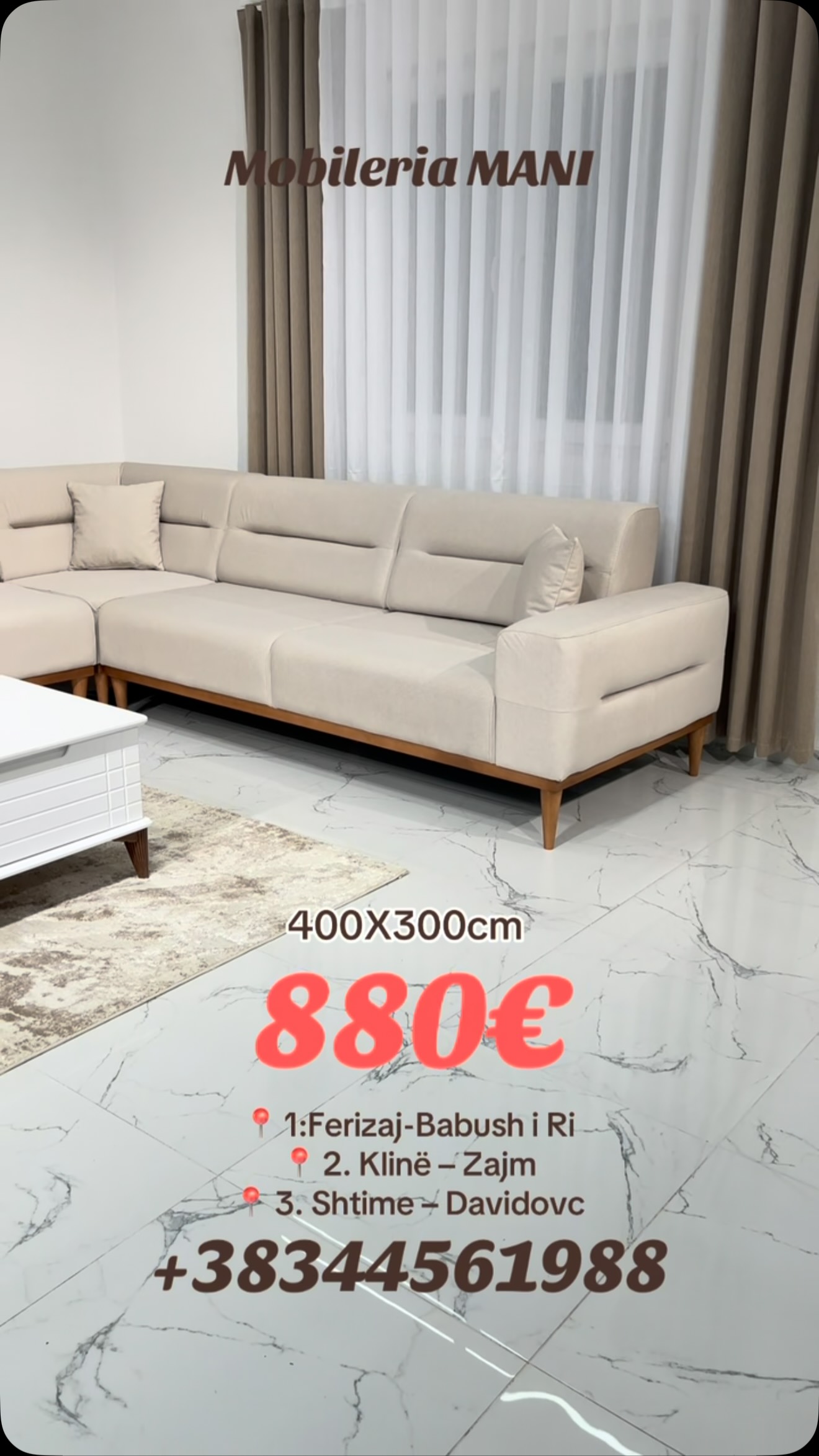 Kënd i ndenjes krem 400x300 cm – Fabrika_Mobileve_Mani
