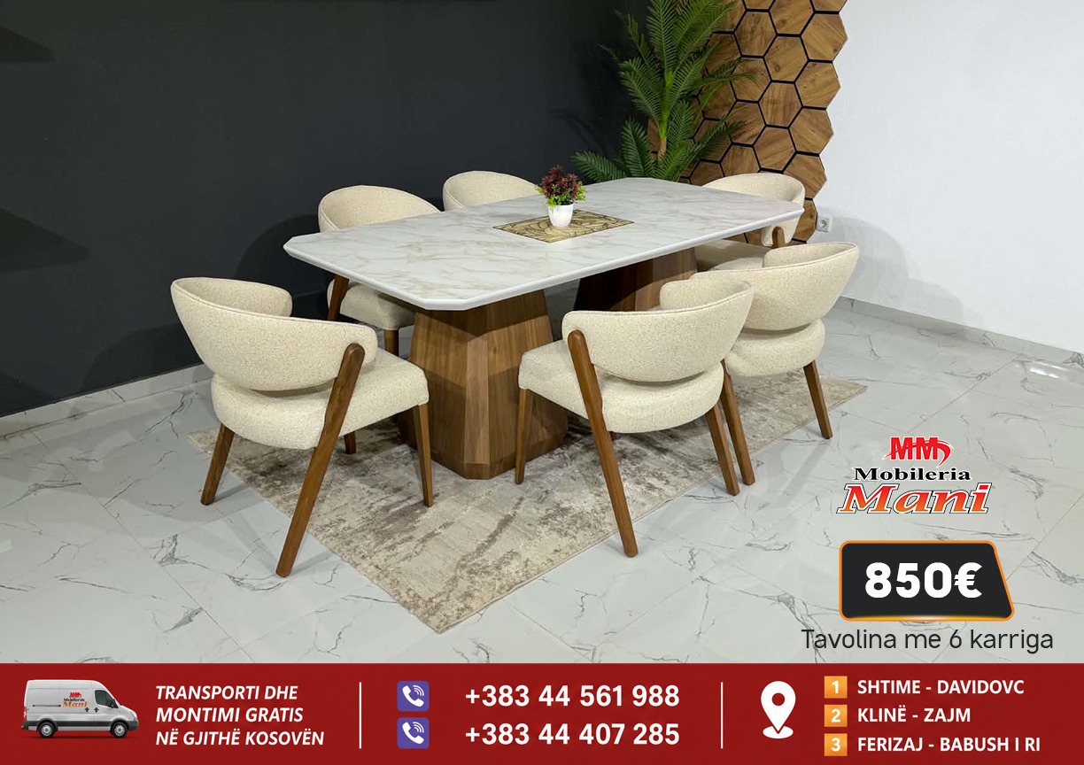 Tavolinë me 6 karriga. – Fabrika_Mobileve_Mani