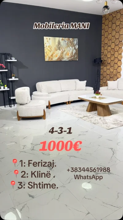 Set divanesh i bardhë 4-3-1