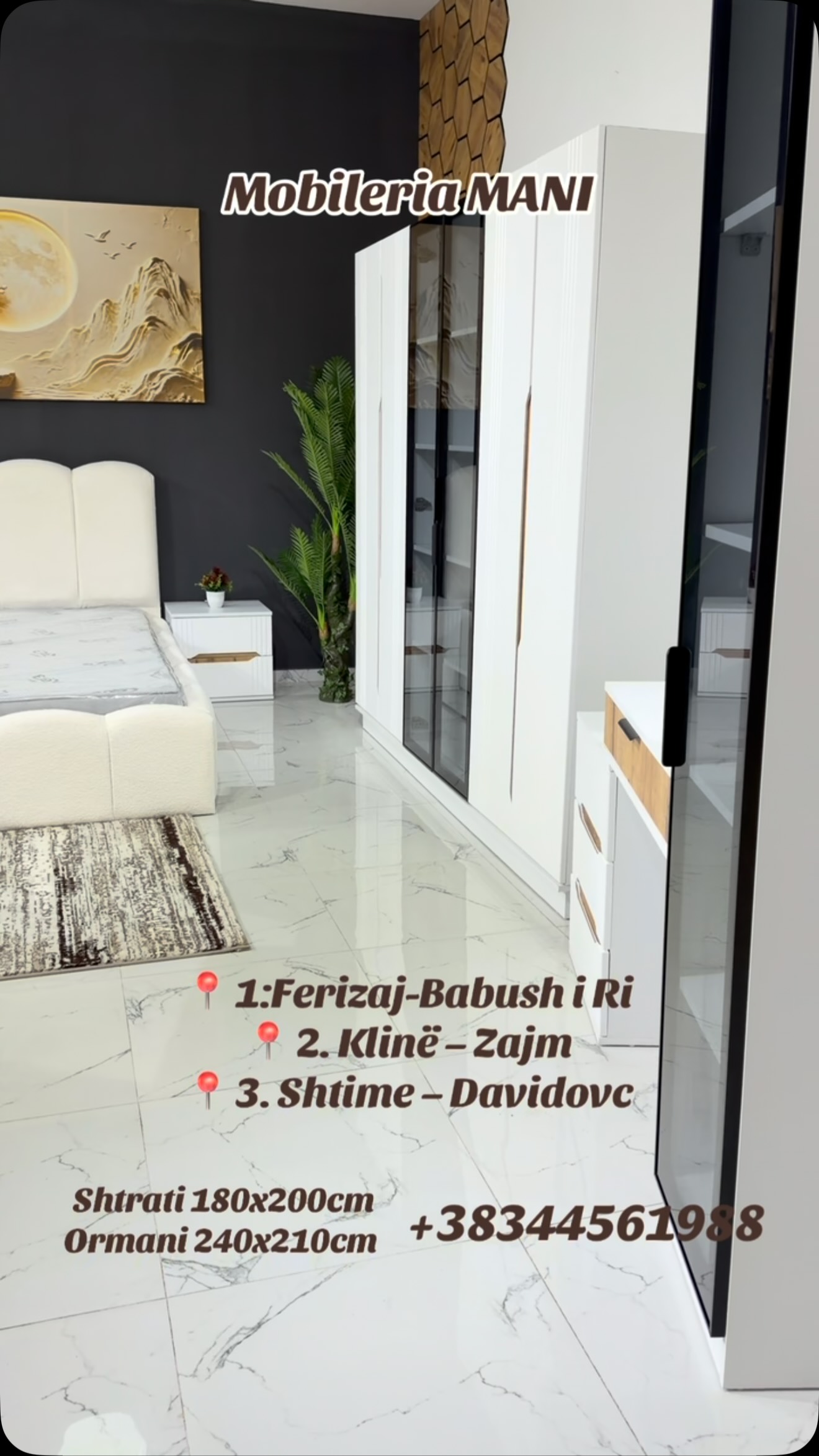 Dhomë gjumi me shtrat 180x200 dhe dollap – Fabrika_Mobileve_Mani