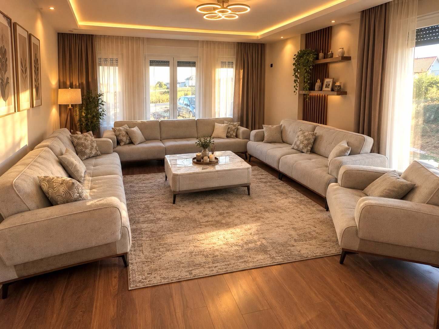 Set divanesh krem me tavolinë mesi – 🛋 Mobileria ARTI 🛋